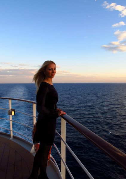 Tanya Teresenko.  Sea cruise.  Liner MSC Musica