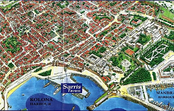 Old Rhodes city map