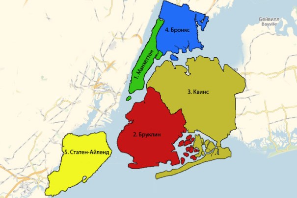 райони Нью-Йорка карта
